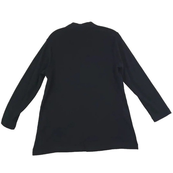 Chico's ~Woman Size 1 (M)~ Black V-Neck Oina Cotton Knit Top Long Sleeve NWOT. - Picture 3 of 9